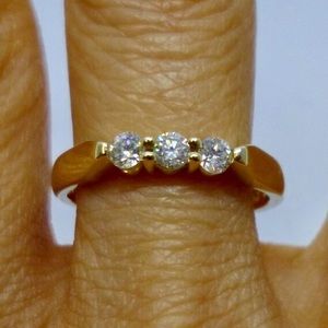 3 Diamond 14K Stacking or Wedding Band Size 6.75